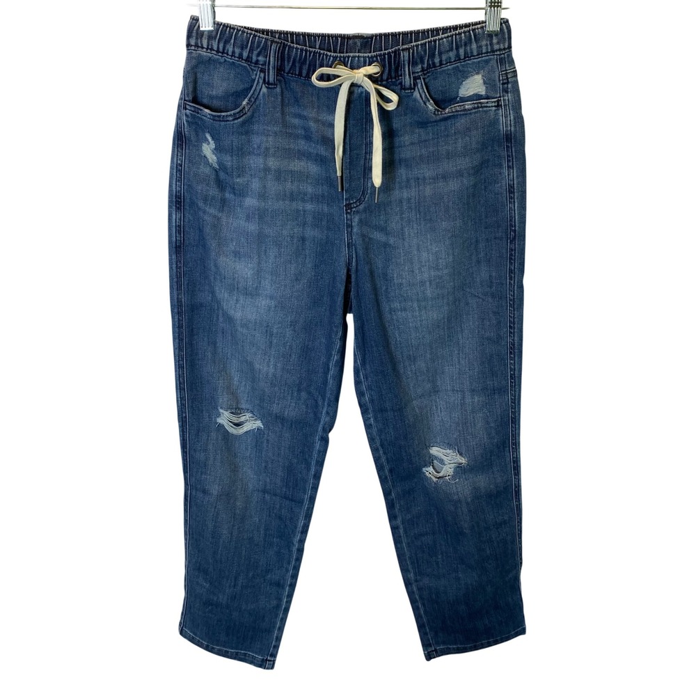 Aerie Denim Joggers Women Medium Blue Distressed Relaxed Fit Everyday Comfort